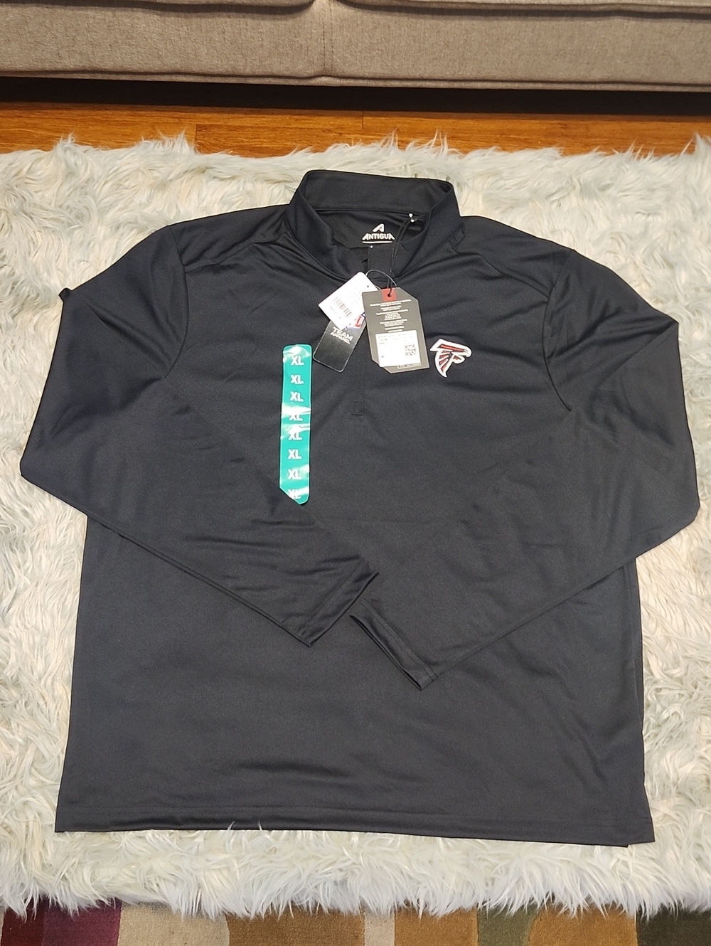 Antigua Black Atlanta Falcons Lightweight Quarter-Zip Pullover